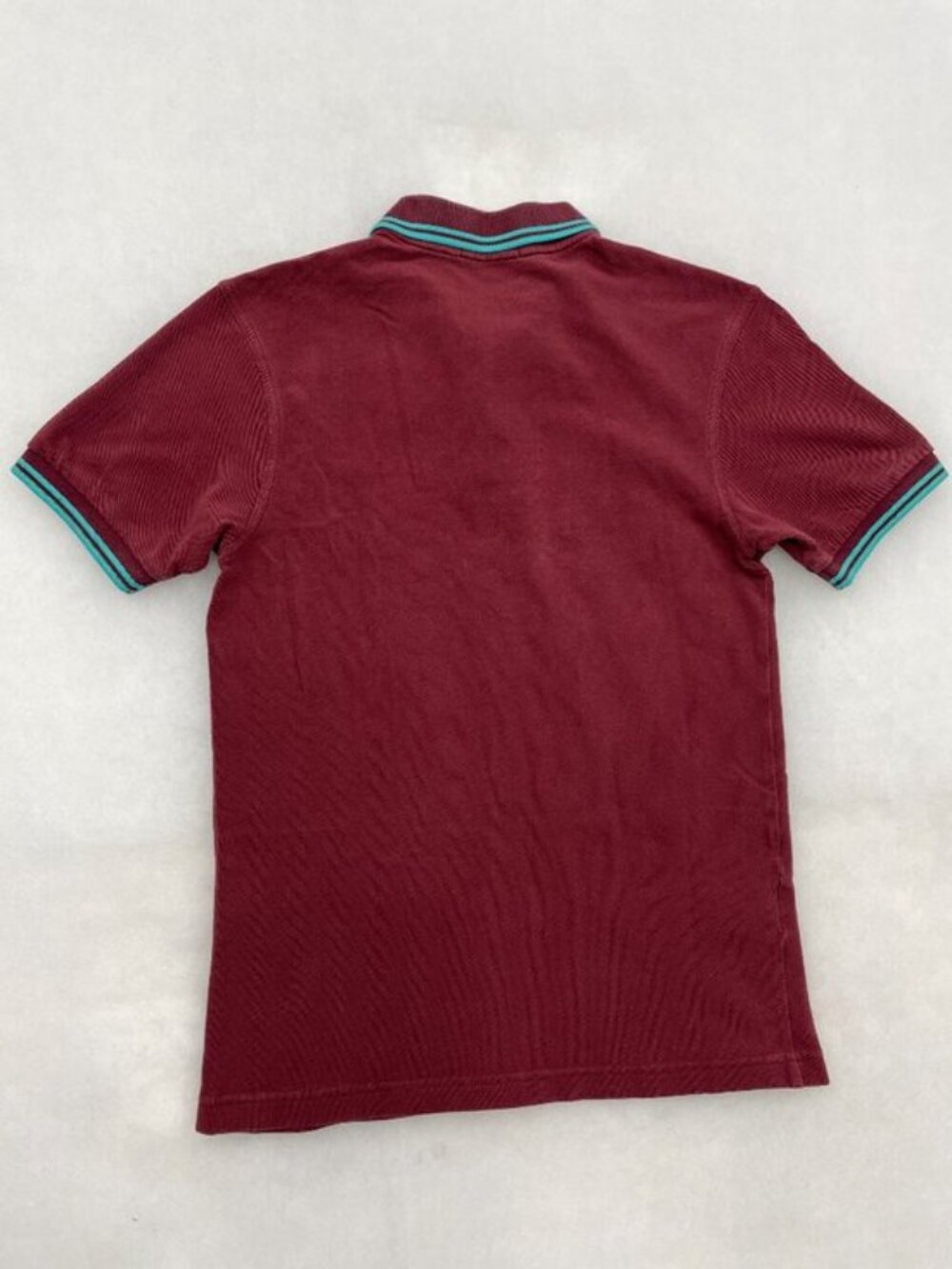 Fred Perry Vintage Twin Tipped Polo Shirt Burgundy Teal Fits Men's XS - Picture 5 of 8